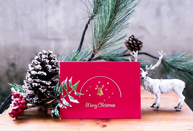 【聖誕節】Merry Christmas 種子紙聖誕卡片(聖誕樹 Tree) - 卡片/明信片 - 紙 紅色