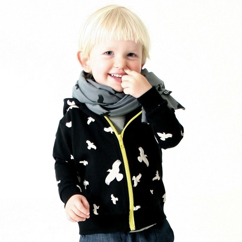 [Nordic children's clothing] Icelandic organic cotton lining cotton warm jacket 12M to 18M black/yellow - Coats - Cotton & Hemp Black