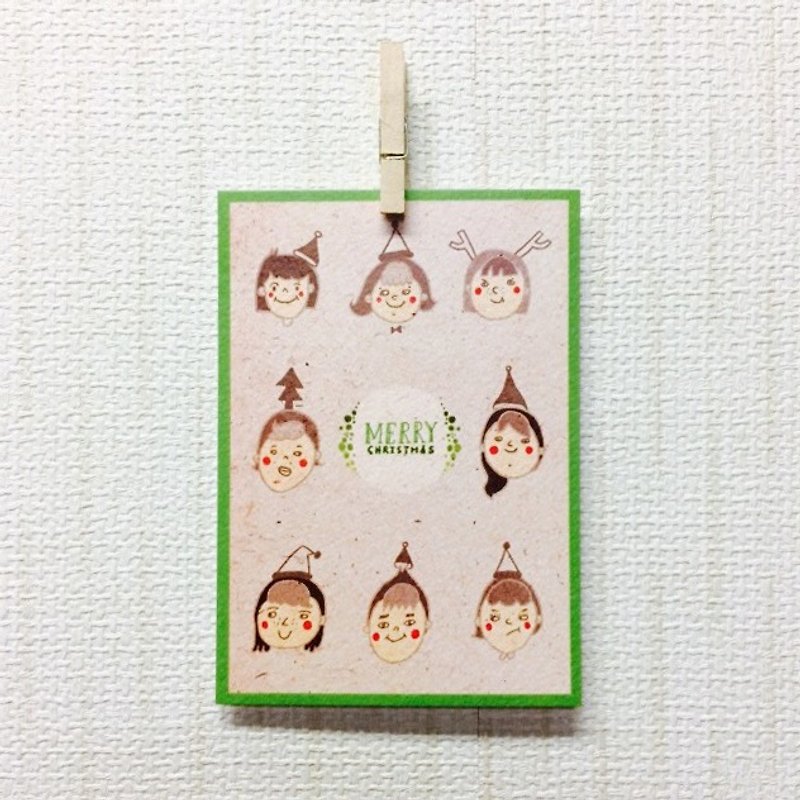 聖誕頭飾選拔 /Magai's postcard - 卡片/明信片 - 紙 綠色