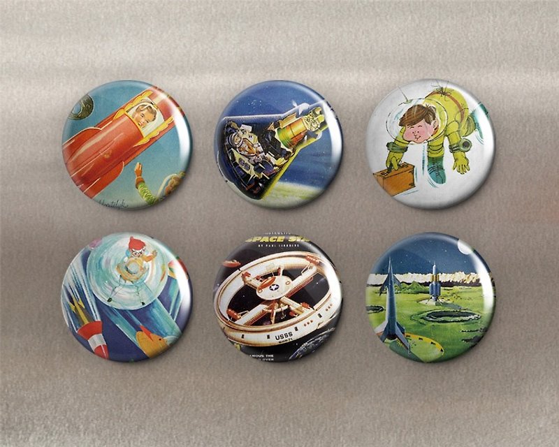 Go to Space-Magnet (6pcs)/Badge (6pcs)/Birthday Gift【Special U Design】 - Magnets - Other Metals Blue