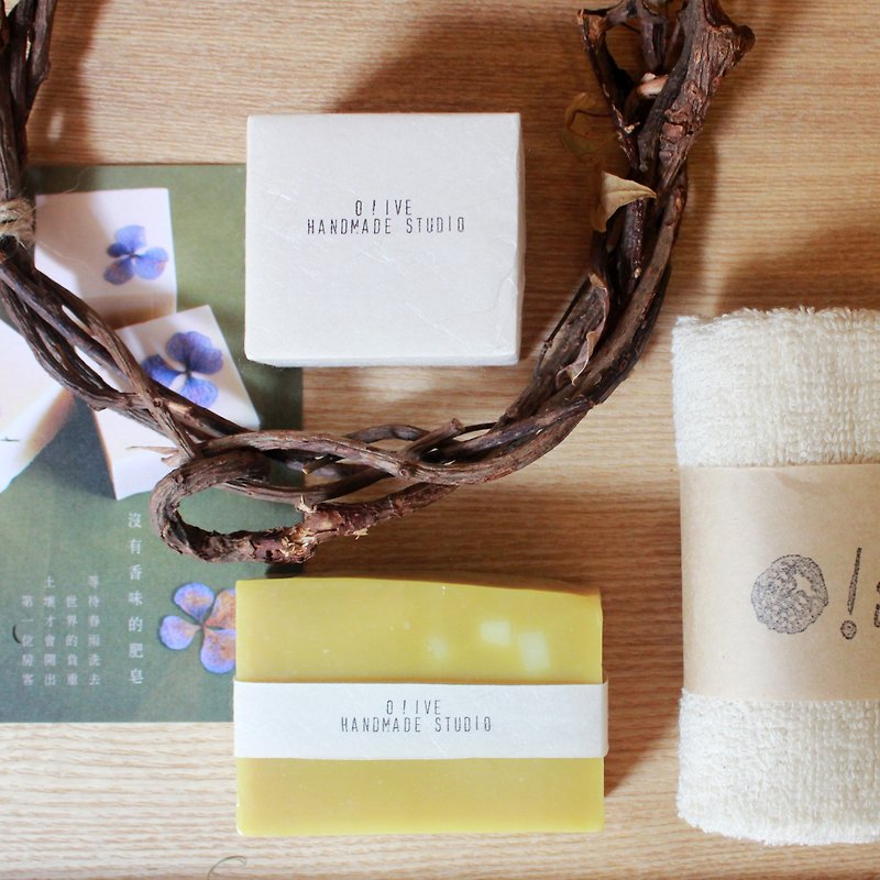 Simple love/Xiaojia soap gift box/2 soap sets/non-dyed square towel - สบู่ - วัสดุอื่นๆ สีกากี