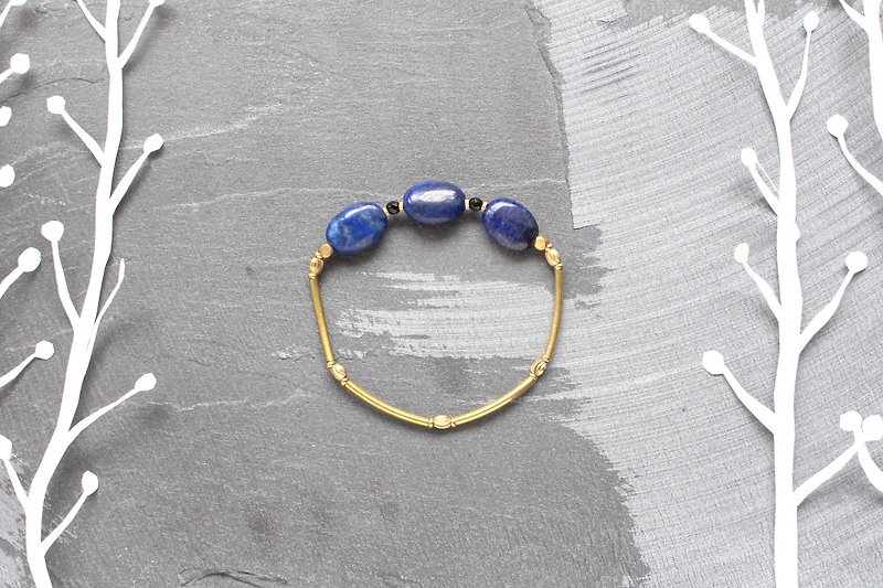Striped control (blue) -half's half of pure brass - Bracelets - Other Metals Blue