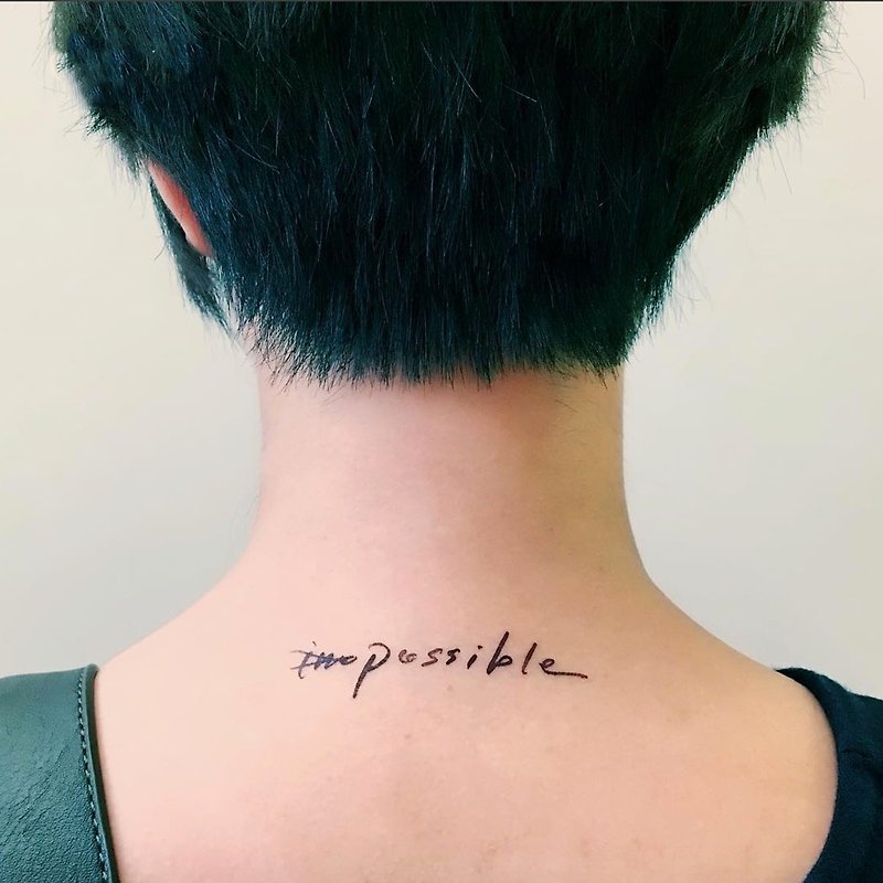 LAZY DUO Impossible Cheerful Exam HK Lettering minimal Temporary Tattoo Stickers - Temporary Tattoos - Paper Multicolor
