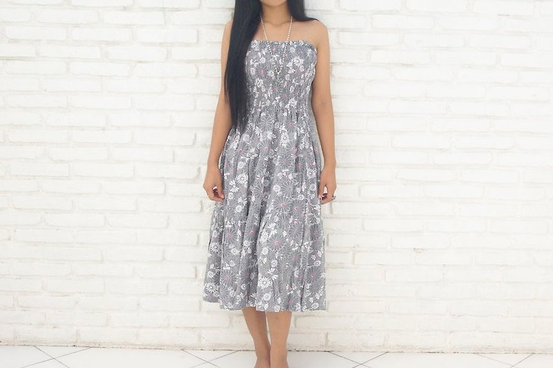 Margaret print tiered dress <gray> - One Piece Dresses - Other Materials Gray