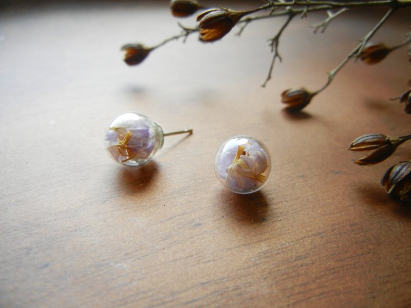 *coucoubird*Glass flower earrings-lilac/anti-allergic ear acupuncture - ต่างหู - แก้ว สีม่วง