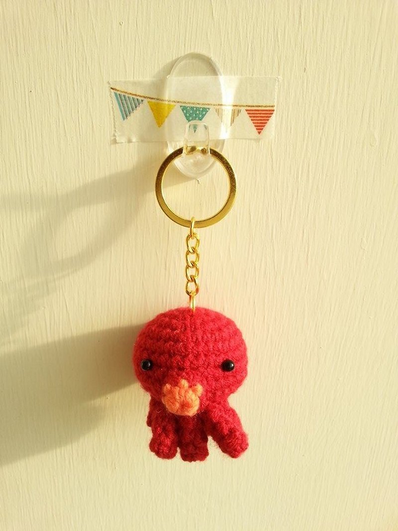 【Knitting】Marine Biology~海洋生物大集合-NO.5 Octopus 害羞章魚 - 鑰匙圈/鎖匙扣 - 其他材質 紅色