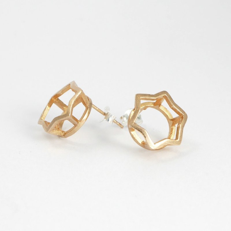 STAR EARRING - PINK GOLD PLATED on Sterling silver - ต่างหู - โลหะ สึชมพู