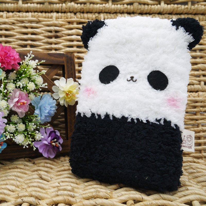 Panda-knitted yarn mobile phone bag mobile phone bag iphone Samsung Xiaomi - เคส/ซองมือถือ - วัสดุอื่นๆ ขาว