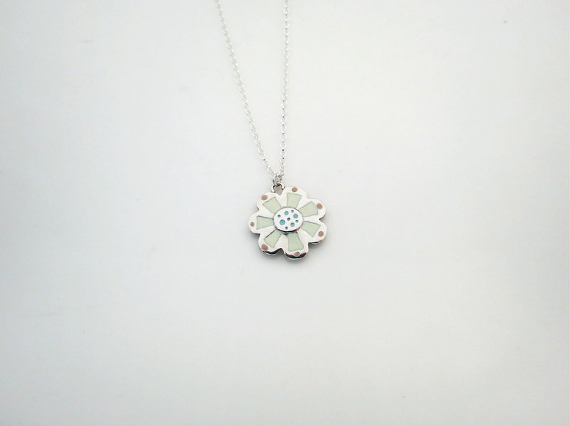 Farm flower yellow (sterling silver enamel necklace) - C percent - Necklaces - Sterling Silver Silver