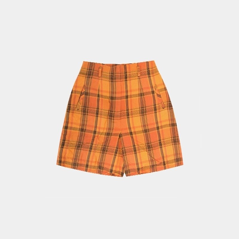 │moderato│Retro plaid tailoring high-waist vintage pants│Forest retro. British. Youth - Women's Pants - Other Materials Orange
