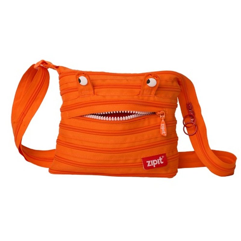 Zipit monster oblique backpack - Orange - กระเป๋าแมสเซนเจอร์ - วัสดุอื่นๆ สีส้ม