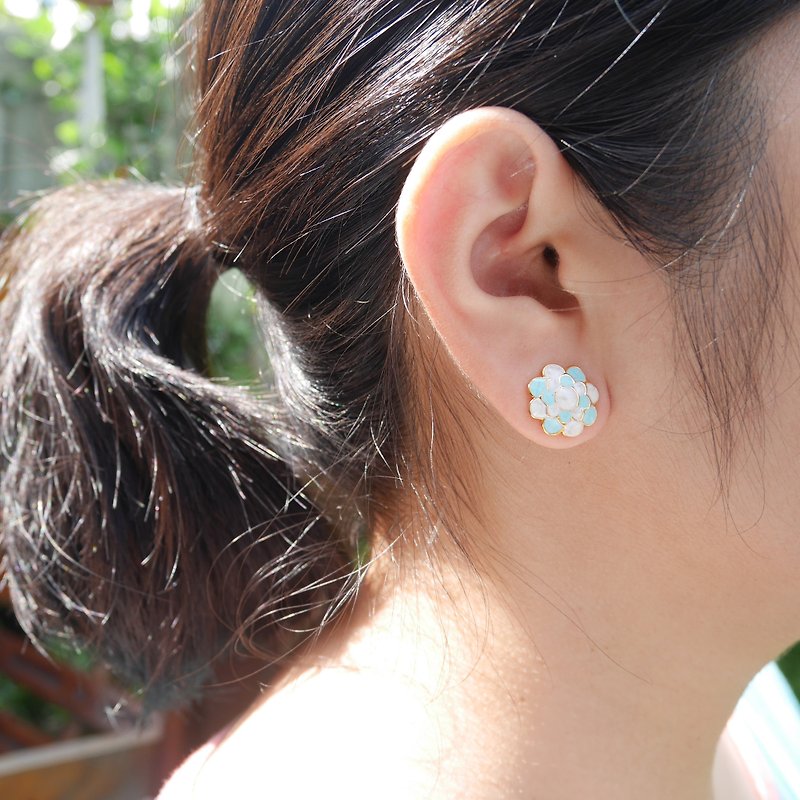 Glorikami Blue Cauliflowers earrings - Earrings & Clip-ons - Other Metals Blue