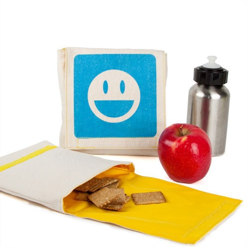 [Valentine's Day Singles picnic lie + free customized small card] fluf blue smiling little things Bag - กระเป๋าเครื่องสำอาง - ผ้าฝ้าย/ผ้าลินิน สีน้ำเงิน