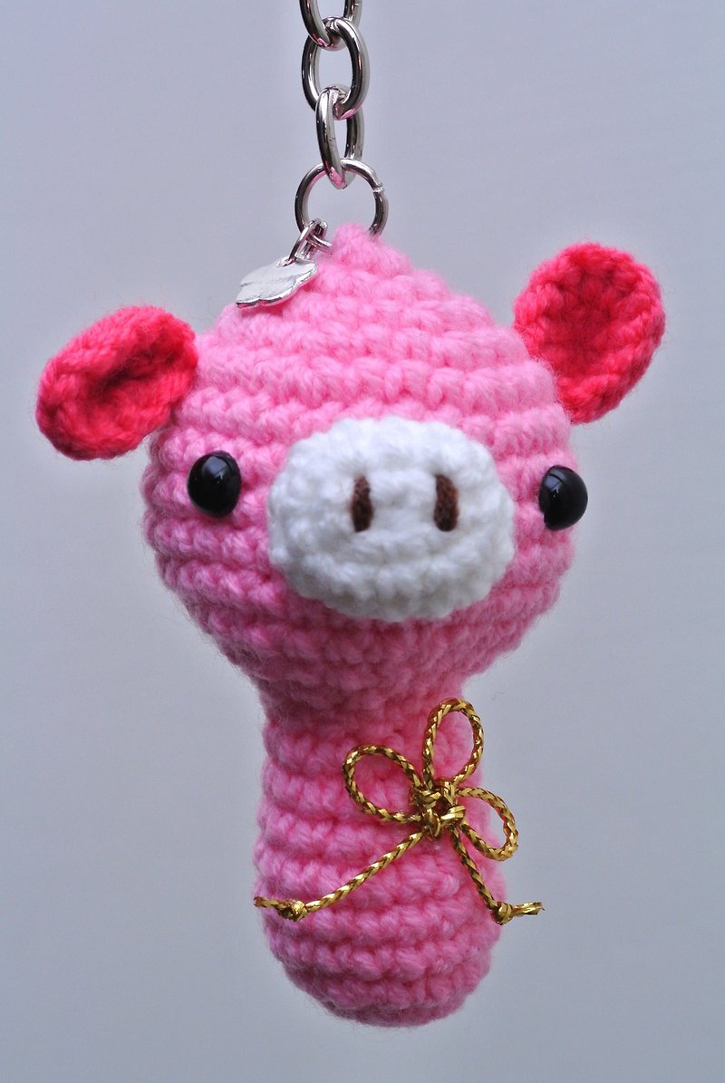 【Knitting】Chinese Zodiac Series-The Pig Is Wishful - ที่ห้อยกุญแจ - วัสดุอื่นๆ สึชมพู