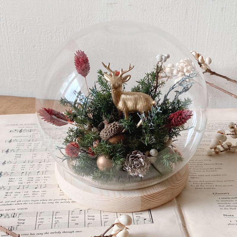 Christmas gift exchange elk immortal flower cover cup - Dried Flowers & Bouquets - Plants & Flowers Green