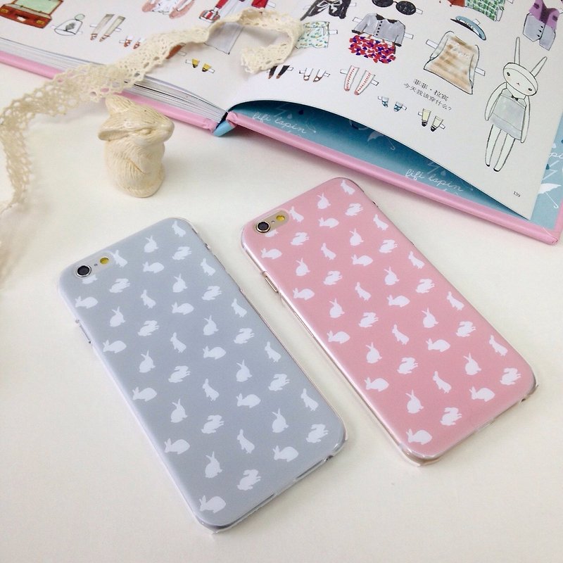 Rabbit Pink 1 (Right) Print Soft / Hard Case for iPhone X,  iPhone 8,  iPhone 8 Plus,  iPhone 7 case, iPhone 7 Plus case, iPhone 6/6S, iPhone 6/6S Plus, Samsung Galaxy Note 7 case, Note 5 case, S7 Edge case, S7 case - Phone Cases - Plastic Pink