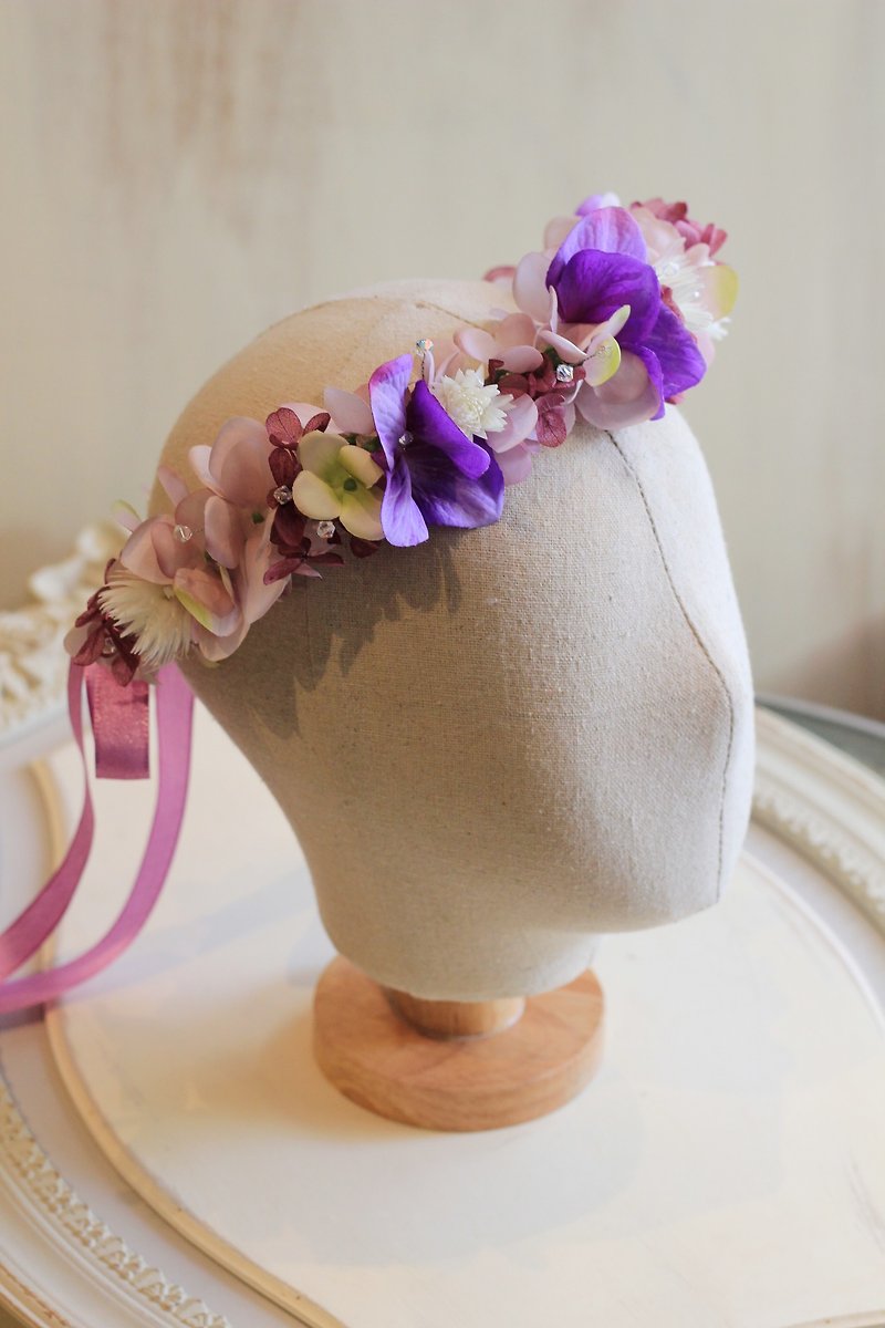 Bridal Corolla [Without and Dry Flower Series] Hydrangea (Purple) - Hair Accessories - Other Materials Purple