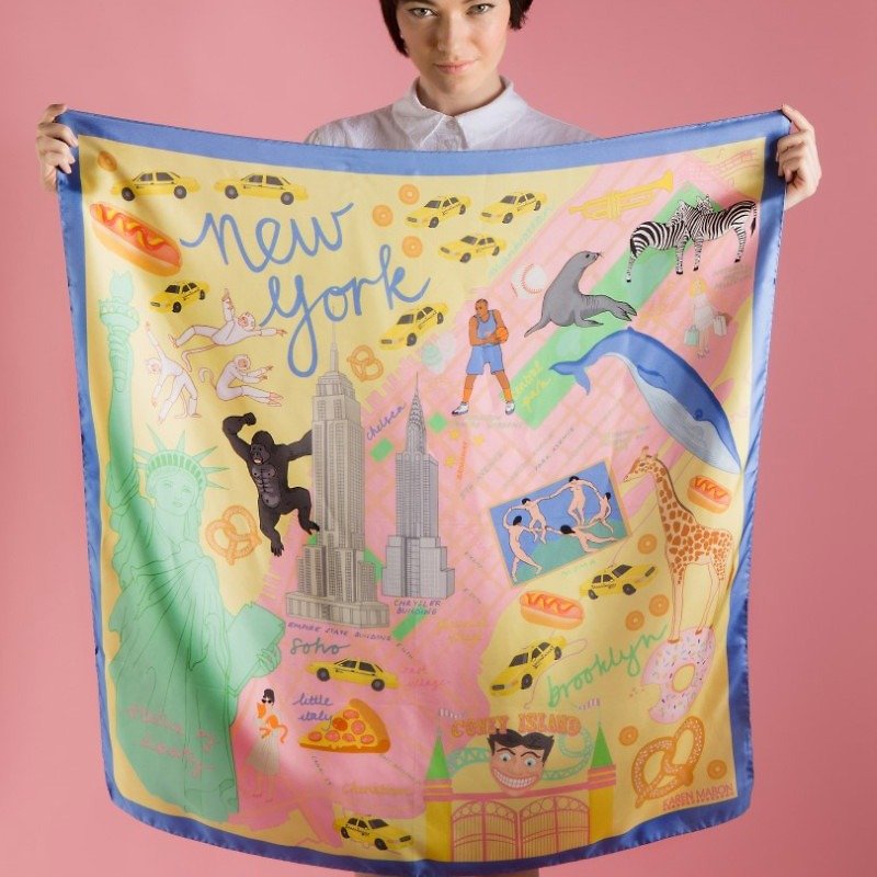 紐約城市主題絲巾/ 方巾 | Karen Mabon - 絲巾 - 絲．絹 多色