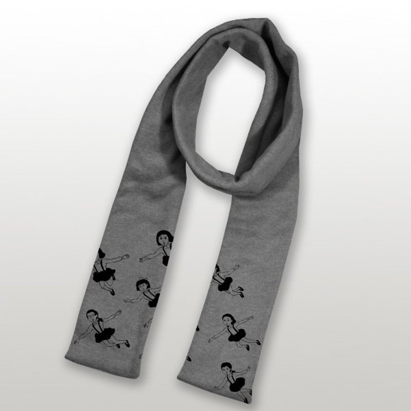 【BestFriend】Graphic Muffler 印花厚棉圍巾 / Flying Girls - 絲巾 - 棉．麻 灰色