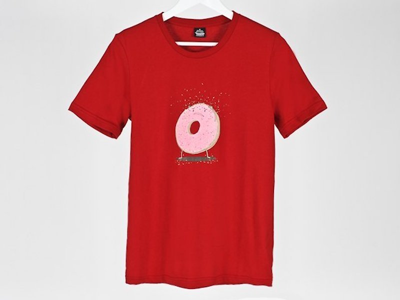 甜甜圈 Itchy Donut 男生 - 男 T 恤 - 棉．麻 紅色