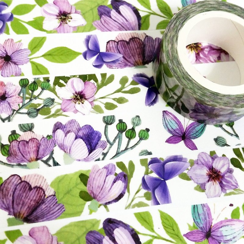 Masking Tape Purple Butterfly Shadows On - Washi Tape - Paper 