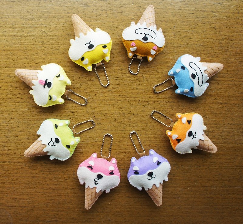 Mangogirl Summer Rhapsody Shiba Inu Ice Cream Handmade Pendant (Eight Colors) - พวงกุญแจ - วัสดุอื่นๆ 
