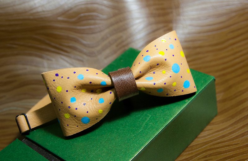 "Be a child" Handmade Painting Leather Bowtie [RE:Lz] - Ties & Tie Clips - Genuine Leather Brown