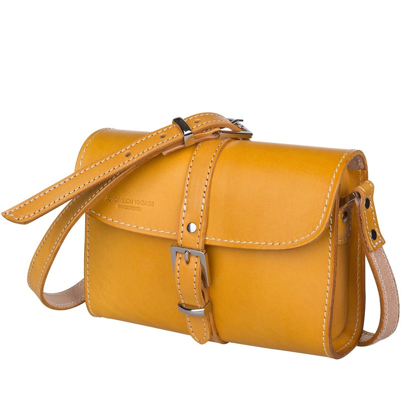 joydivision vintage handmade bag retro square leather bag simple brown - กระเป๋าแมสเซนเจอร์ - หนังแท้ สีนำ้ตาล