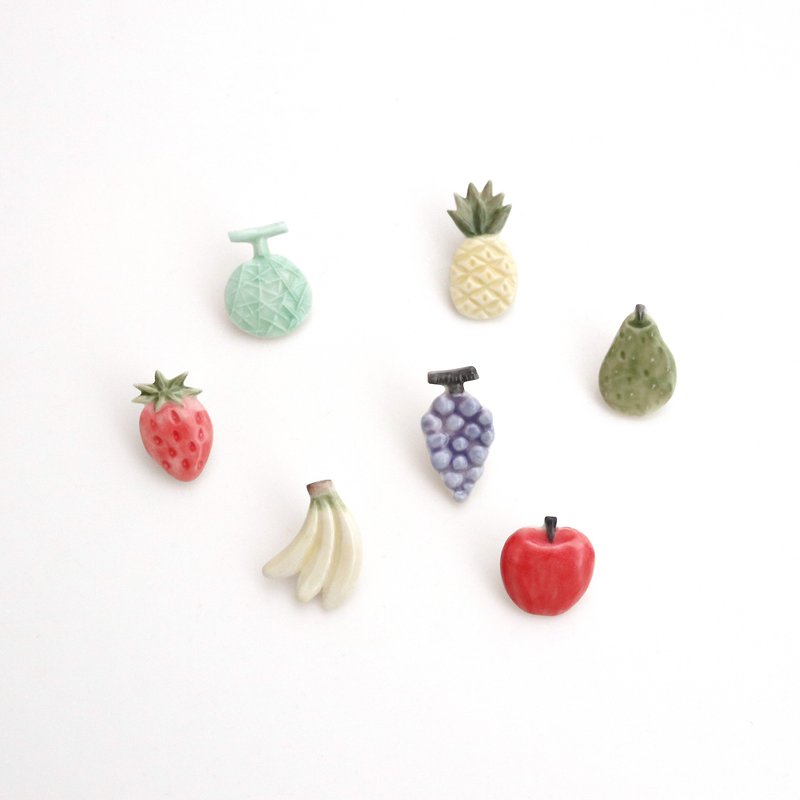 Fruit pin brooch - Brooches - Porcelain Red