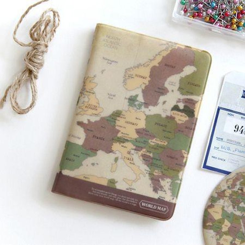 Indigo-世界地圖護照套v1-復古,IDG02787 - 護照套 - 塑膠 咖啡色