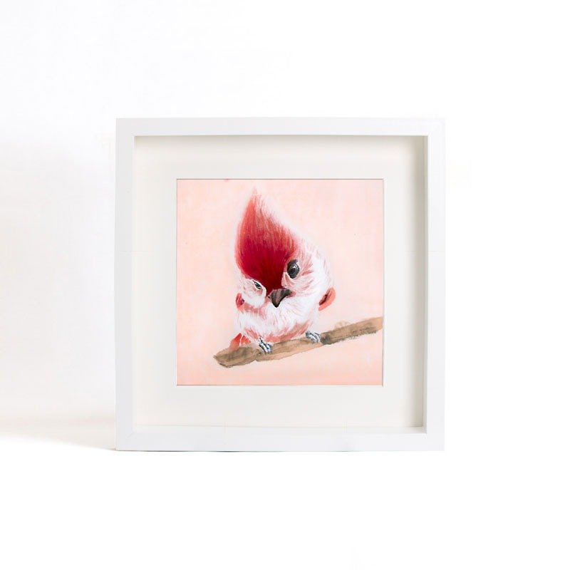 Original Watercolor Painting, Little Bird - Little Flame, Unique Gift for New House - Posters - Paper Red