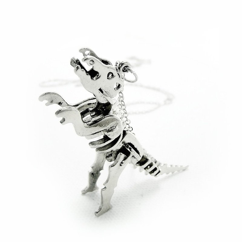 T rex skeleton pendant in White bronze ,Rocker jewelry ,Skull jewelry,Biker jewelry - 項鍊 - 其他金屬 