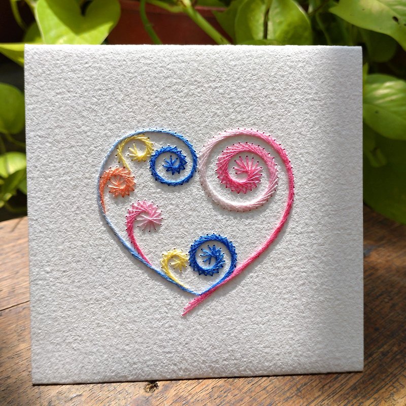 【Paper Embroidery Card】Heart Card - การ์ด/โปสการ์ด - กระดาษ 