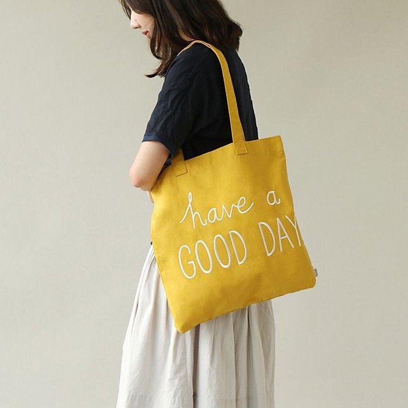 Dailylike Eco bag 北歐風字母手提袋-09美好日子,E2D36182 - 手袋/手提袋 - 其他材質 黃色