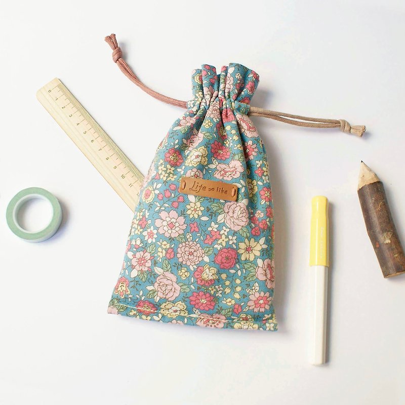 Beam port pouch (Romantic Garden) _ lovely flowers, tote, pencil beam port, mobile phone bags, bags of small objects, checkered, cotton cloth hand - Pencil Cases - Cotton & Hemp Multicolor