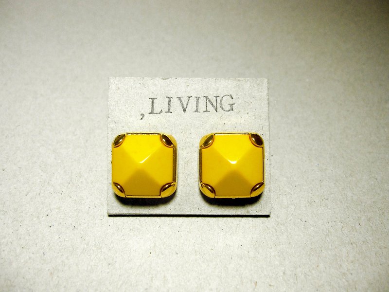Quadrangular yellow cone - Earrings & Clip-ons - Plastic Yellow