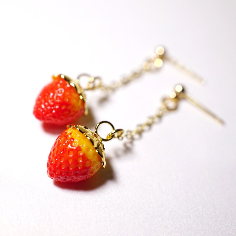 *Playful Design* Strawberry Earrings - Earrings & Clip-ons - Clay 