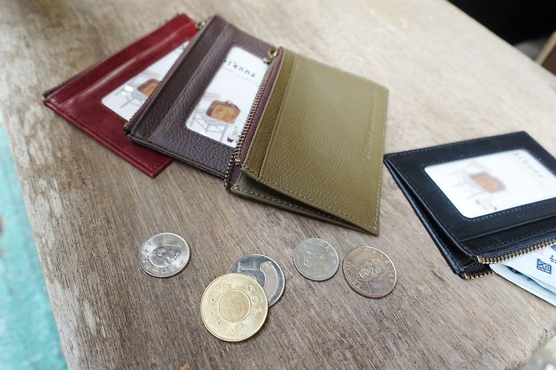 Sienna商務識別證零錢包卡夾 - 散紙包 - 真皮 紅色