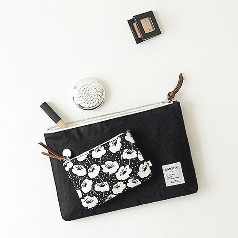 Dailylike coin zipper universal package S-03 autumn peony, E2D34775 - Wallets - Other Materials Black