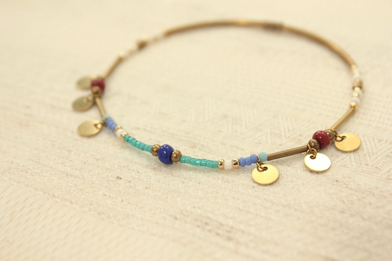 *hippie* Rom│Gypsy Wandering Enthic Color Disc Pendant Anklet - Other - Other Materials Multicolor