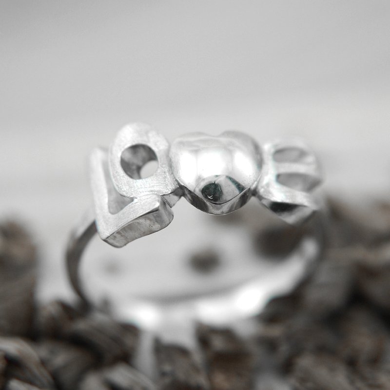 愛情系列--love情人戒L001SMN(全館含稅價) - 戒指 - 其他金屬 白色