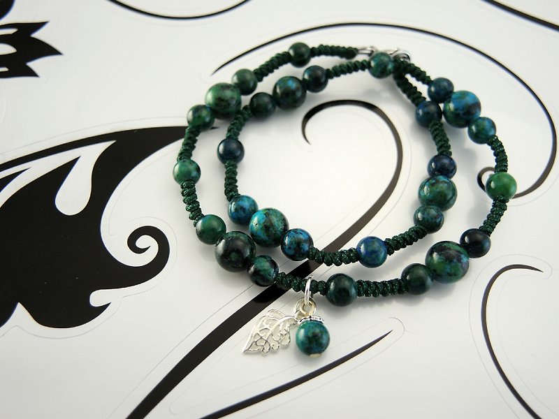 "Breathing green" malachite elegant art long bracelet - Bracelets - Gemstone Green