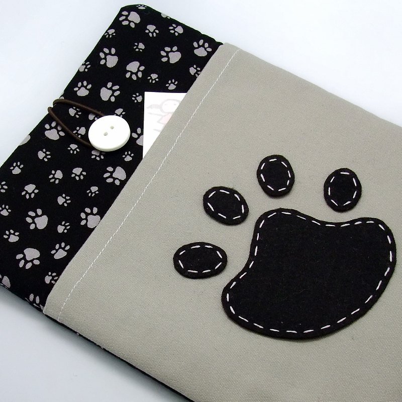 iPad Mini Cover/Case自家製平板電腦袋，布套 ，布包 (可號量身訂製) - 小熊的足印 - 平板/電腦保護殼/保護貼 - 棉．麻 黑色