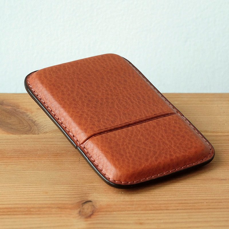 isni  elegant card case / business card case / handmade leather - ที่เก็บนามบัตร - หนังแท้ สีนำ้ตาล