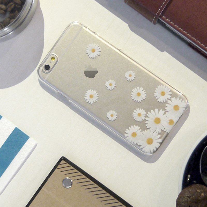 香港原創設計 白色菊花圖案 iPhone / Samsung 透明手機殼 - 手機殼/手機套 - 塑膠 透明