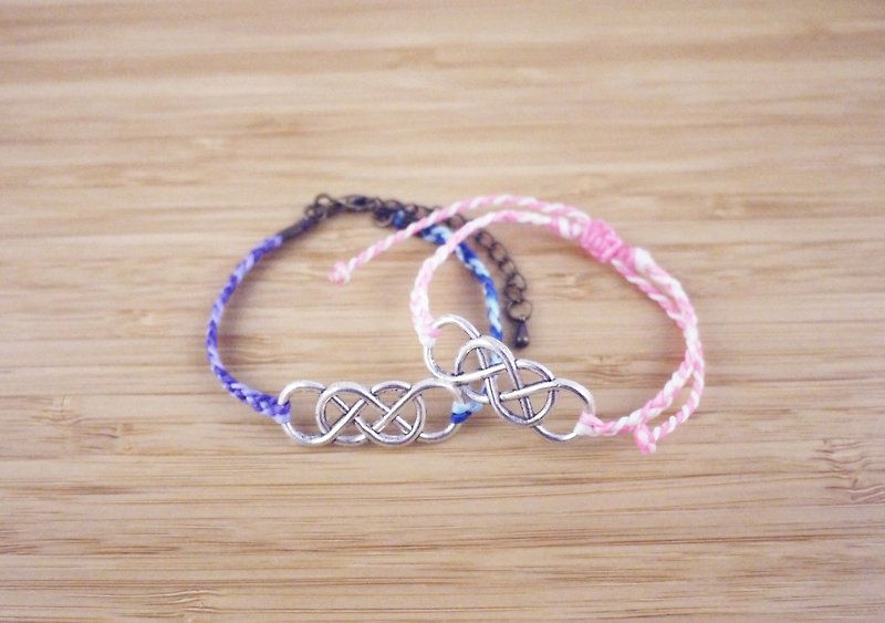 [Never Ending] Silk Wax Thread Handmade Bracelet - Bracelets - Other Materials Multicolor