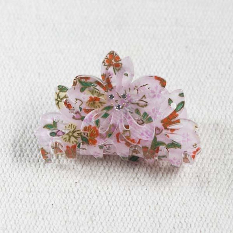 Cherry blossoms, cherry blossoms, 6.5cm shark clip, clip-pink - Hair Accessories - Acrylic Pink