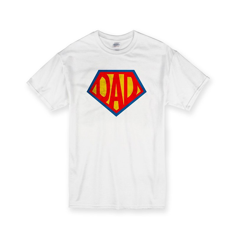 父親節 超人爸爸 彩色版 白色 純棉 中性 T恤 - 男 T 恤 - 棉．麻 白色