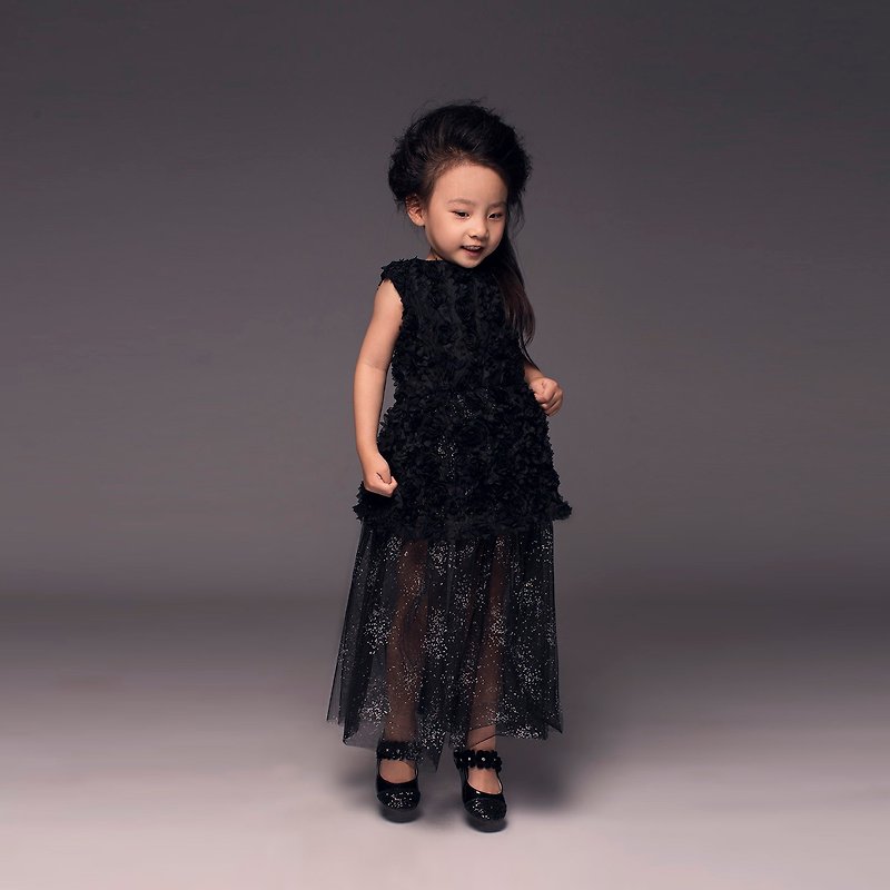 Rosette Sparkle Tulle Dress / FW2015 - Kids' Dresses - Other Materials Black