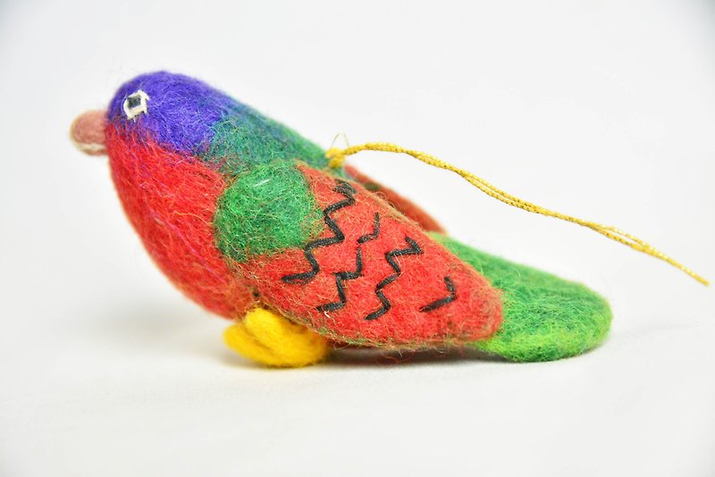 Bird Charm _ red wool felt fair trade - ของวางตกแต่ง - งานปัก สีเหลือง